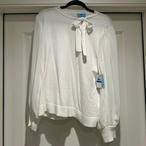 NWT Cece Elegant White Bow-Tie Blouse Sz XLarge